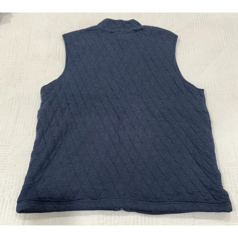 Mizzen+Main MMV-1000 Mens XL Quilted Performance Vest Full Zip Heather Navy Blue